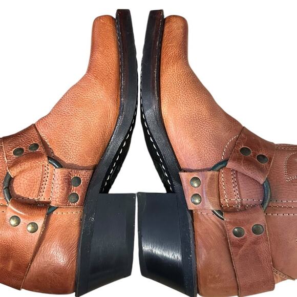 Frye Vintage Peach Eagle Harness Leather Mid Calf Boots Size 6 - Picture 6 of 13